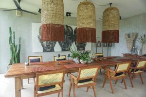 Outdoor dining and entertainment area overlooking Wanduramba valley